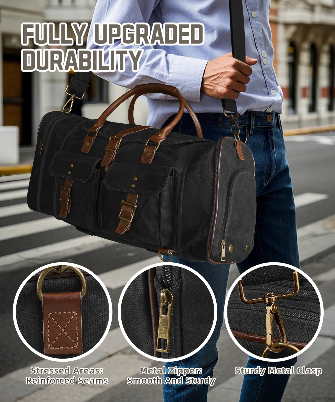 Large Travel Duffel Bag Expandable Weekend Luggage Sports Backpack Shoulder Bag