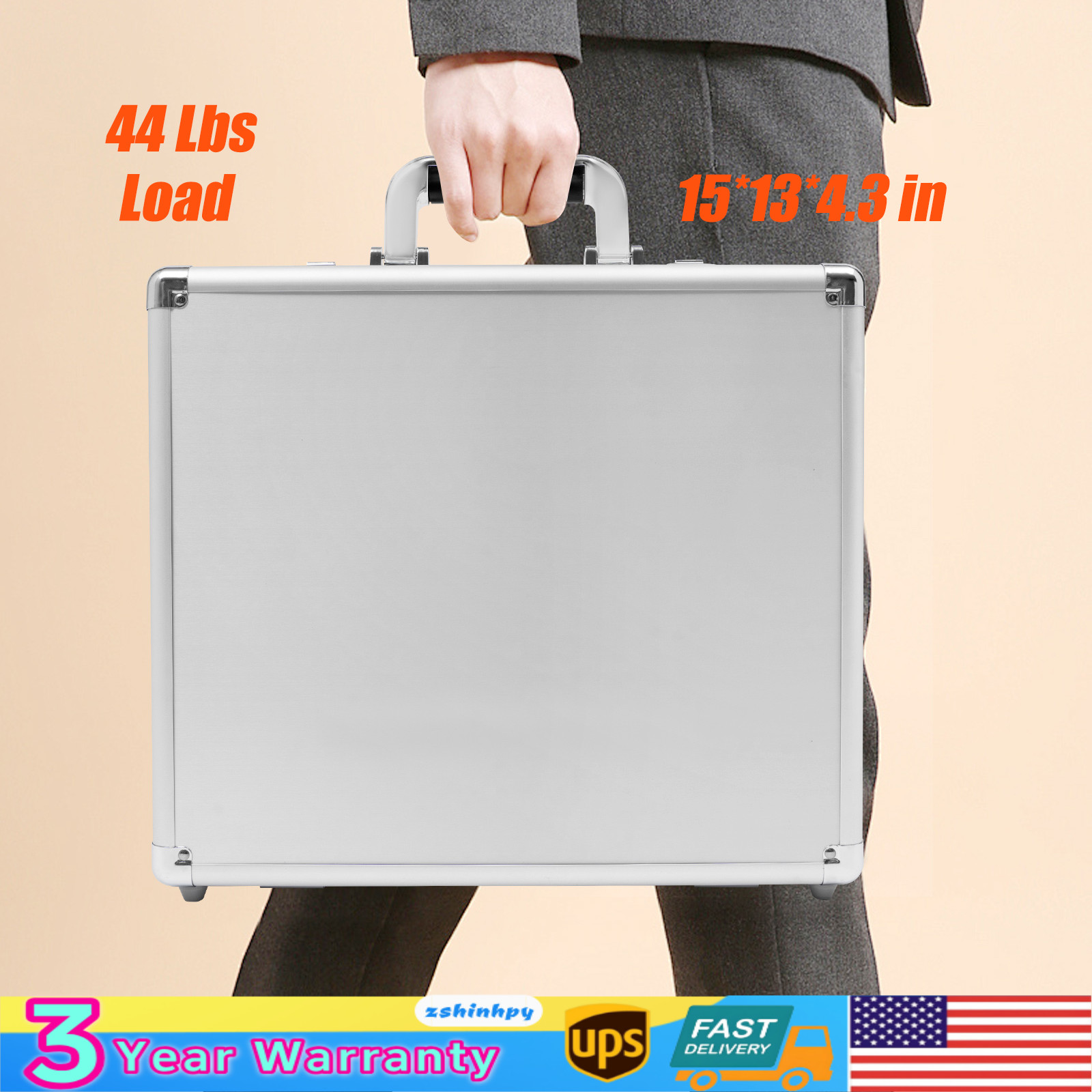 Aluminum Hard Case Big Capacity With Combination Lock Briefcase With Pocket