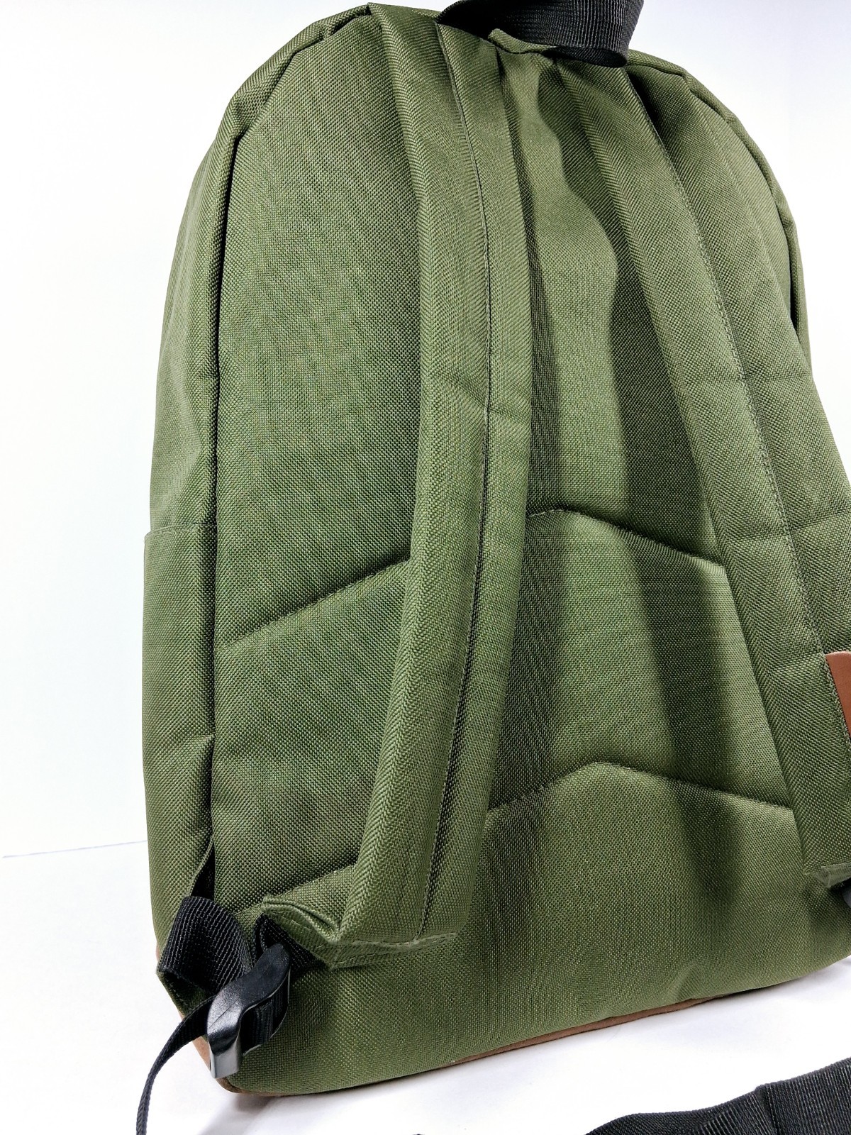 Vaschy Green & Brown Backpack Zip Adjustable Strap Pockets Travel Good Pre-owned