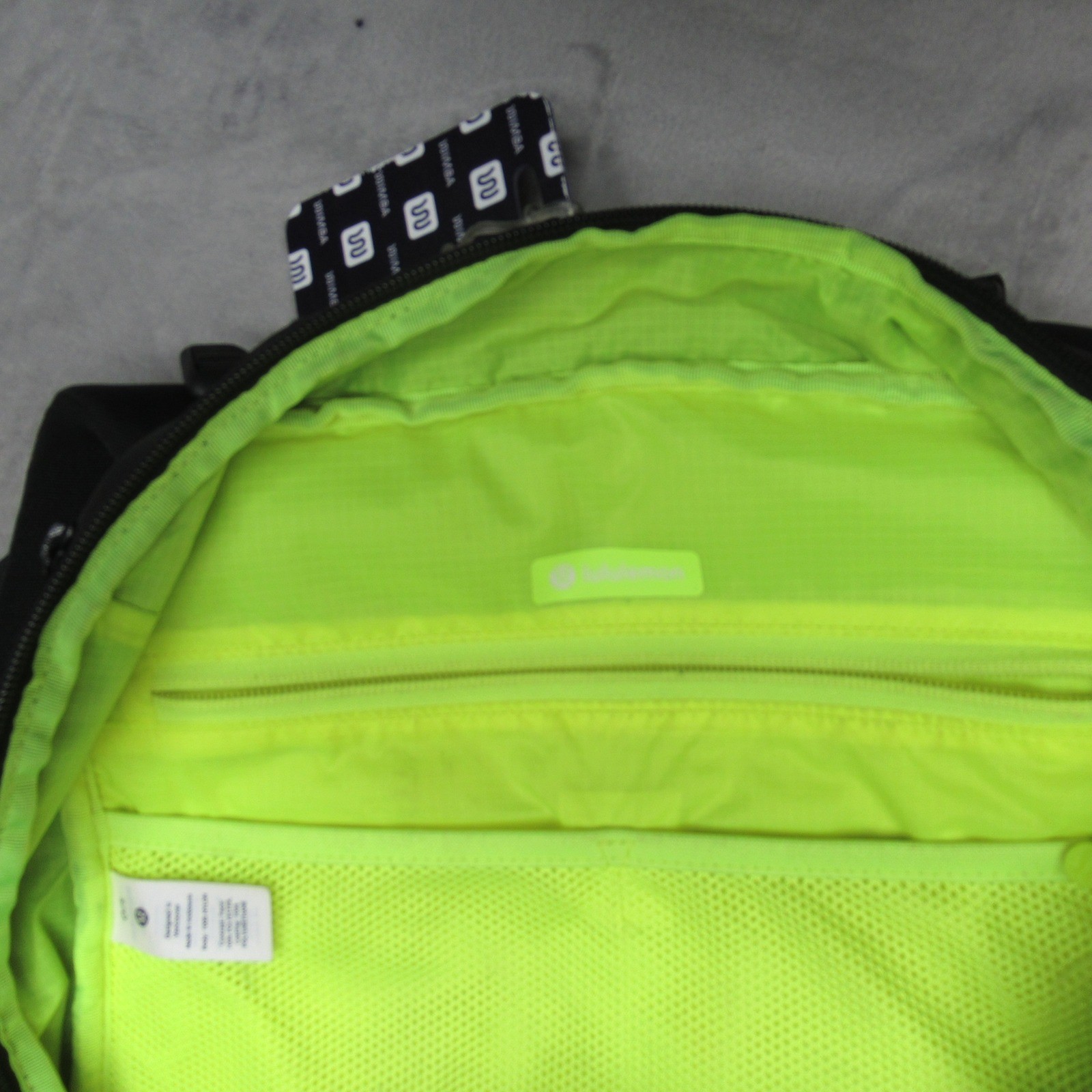 Lululemon Backpack Mens Black Neon Green Lining Multi Pockets Custom LOGO NWD