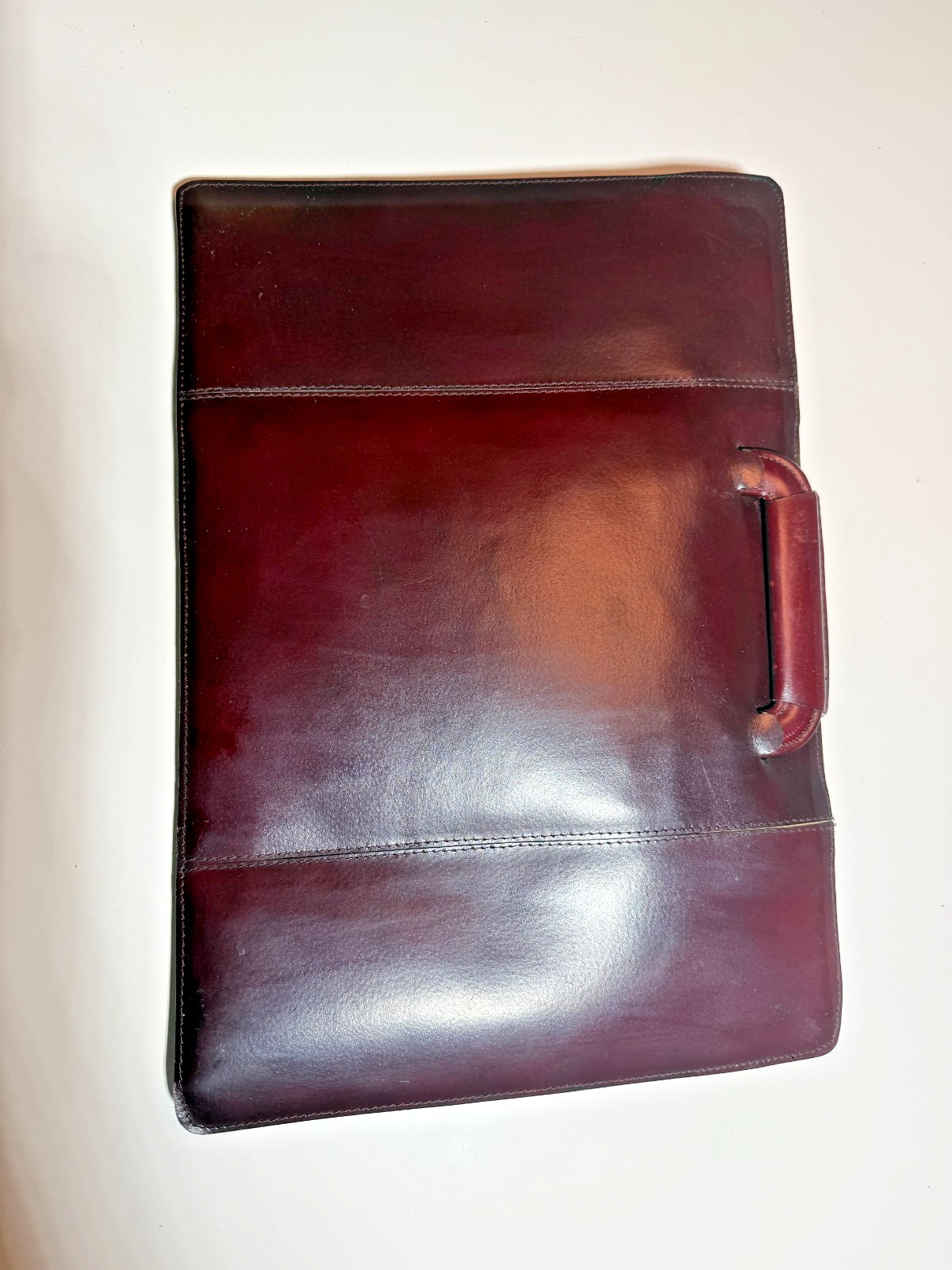 Vintage AMBASSADOR Burgundy Genuine Pigskin Leather Laptop Attaché Made in Roman