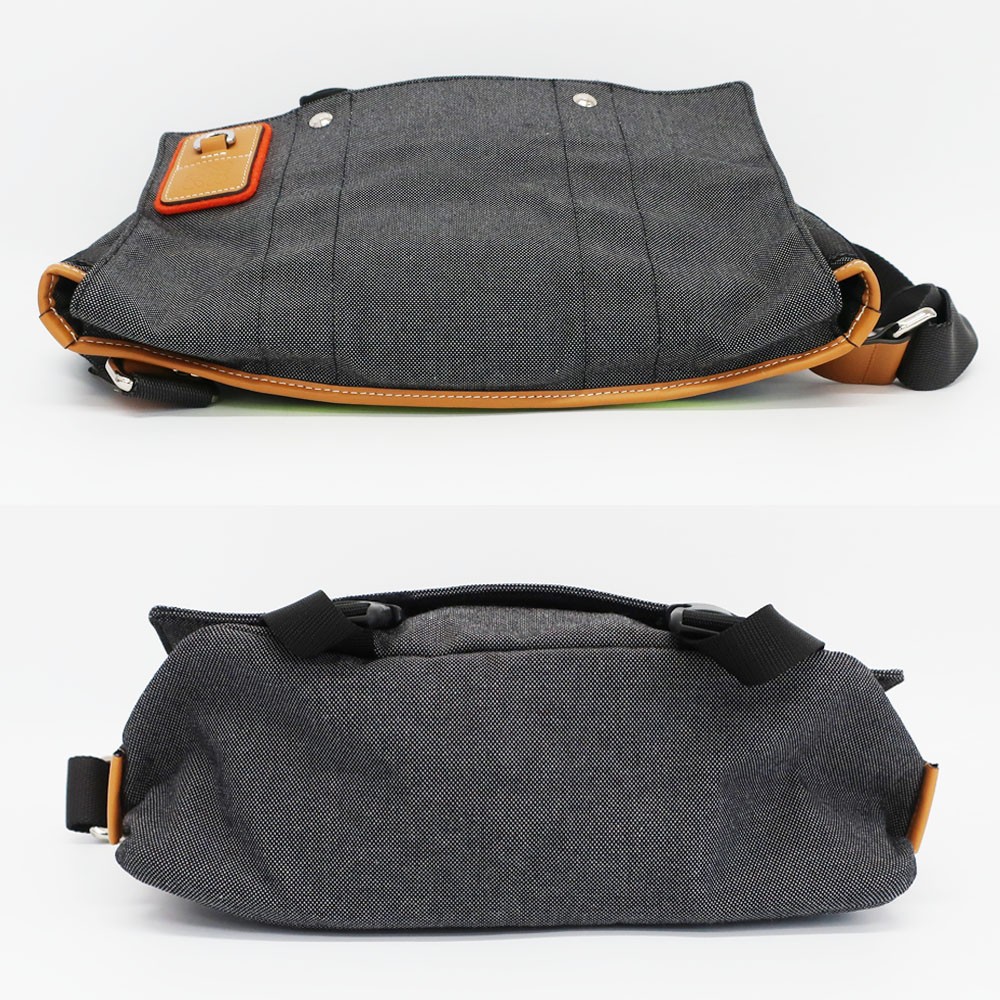 LOEWE Nature Messenger Bag Shoulder Gray Yellow Canvas Leather