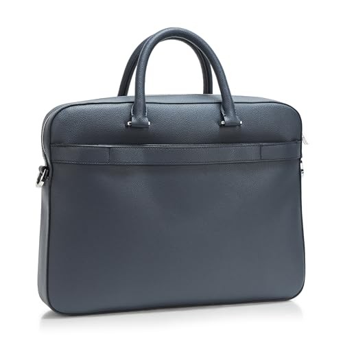 50536498413PCE BOSS MEN’S RAY SOFT FRIENDLY LEATHER BRIEF CASE – DUSTY BLUE