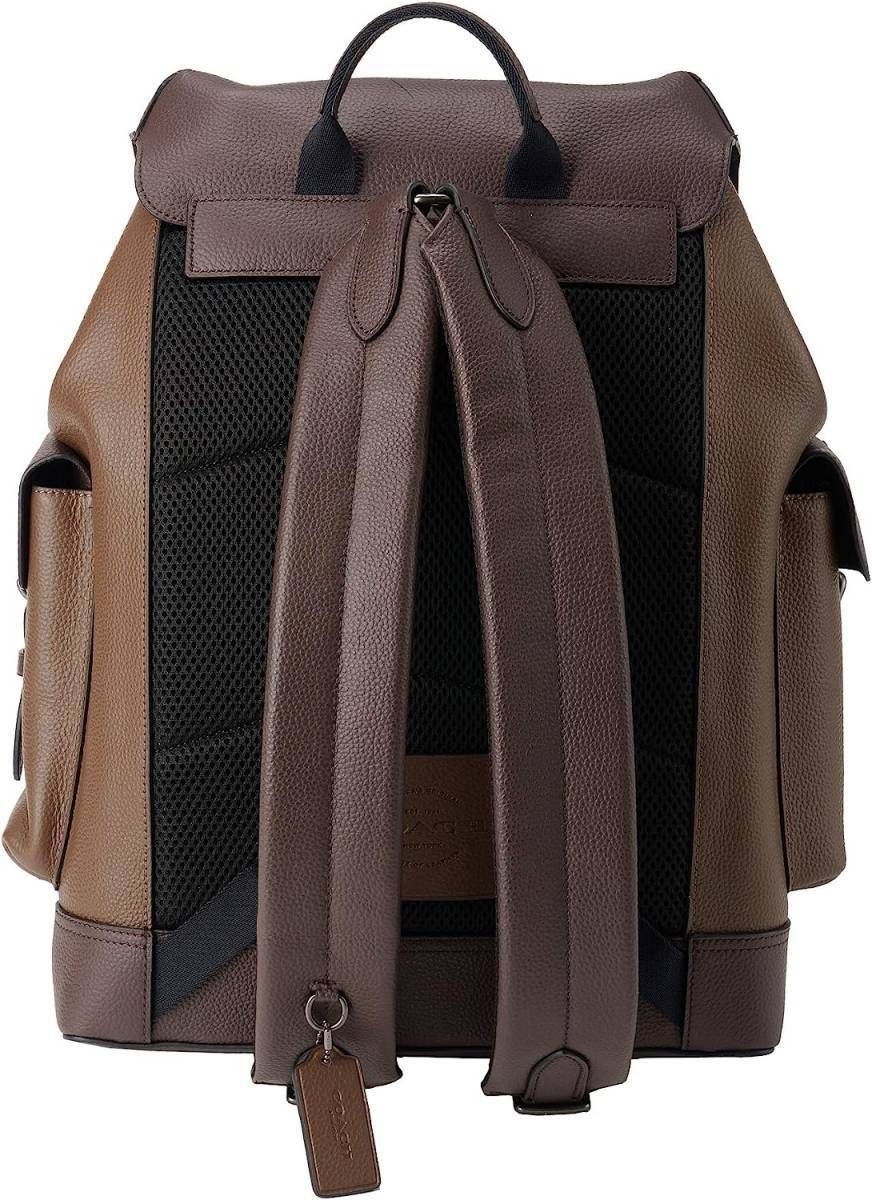 Coach Outlet Hudson Genuine Leather Backpack, A4 Compatible, Brown, Men’s,