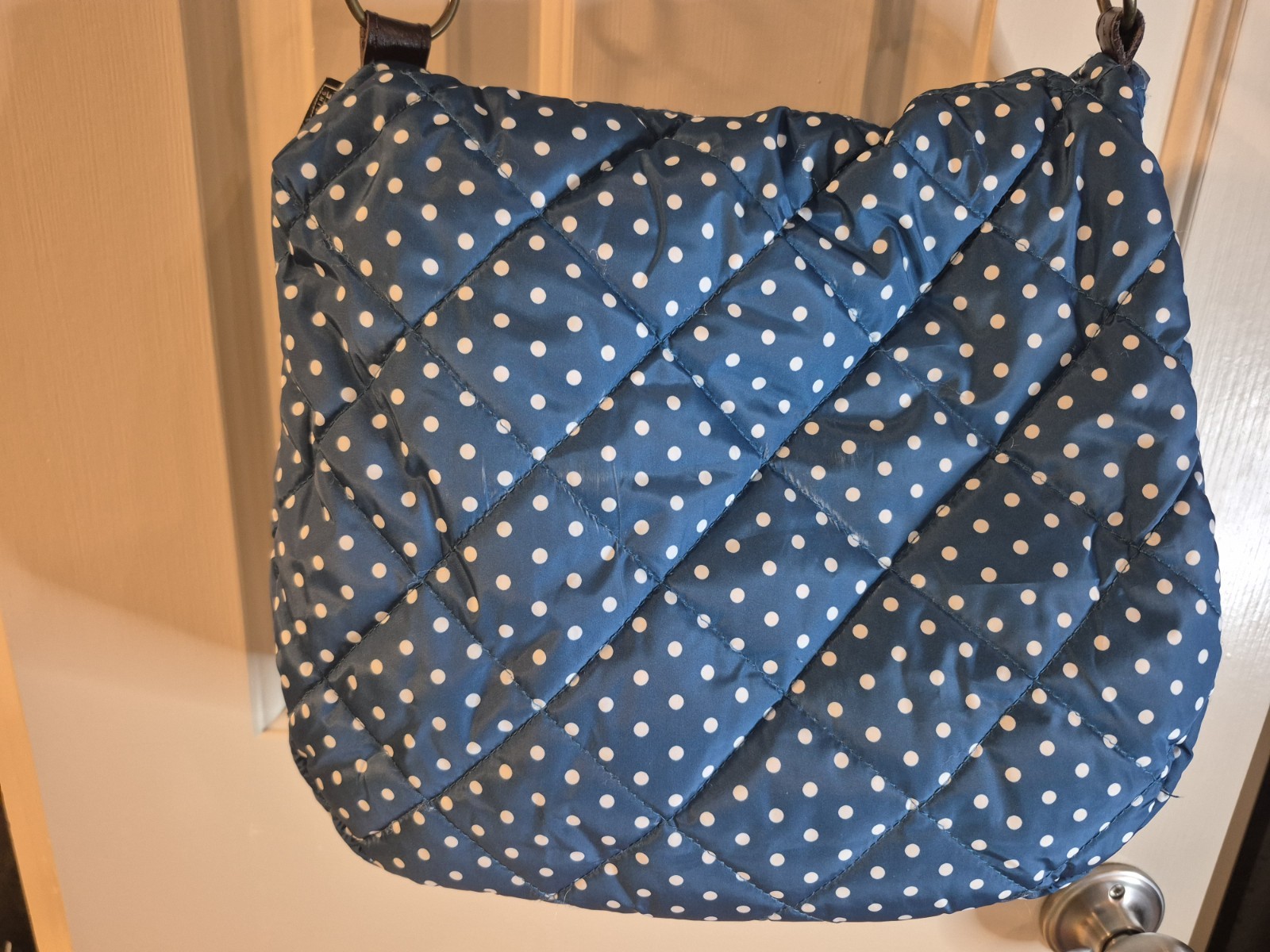 ROOTOTE Quilt 2-Way Bag Crossbody Shoulder Polka Dots Blue And White