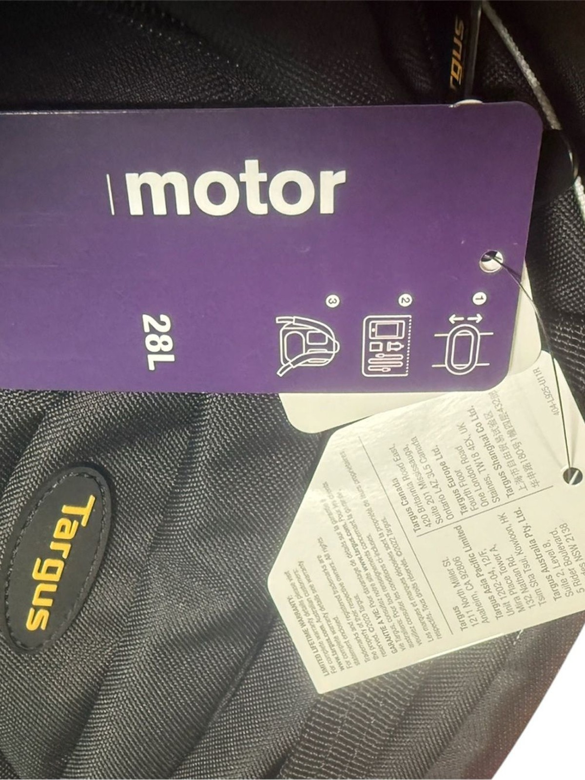 NWT Targus Motor 16″ Laptop Backpack TSB194US Black 28L Water Resistant Travel