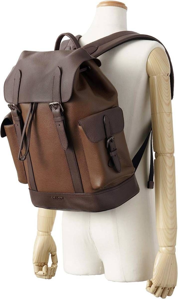 Coach Outlet Hudson Genuine Leather Backpack, A4 Compatible, Brown, Men’s,