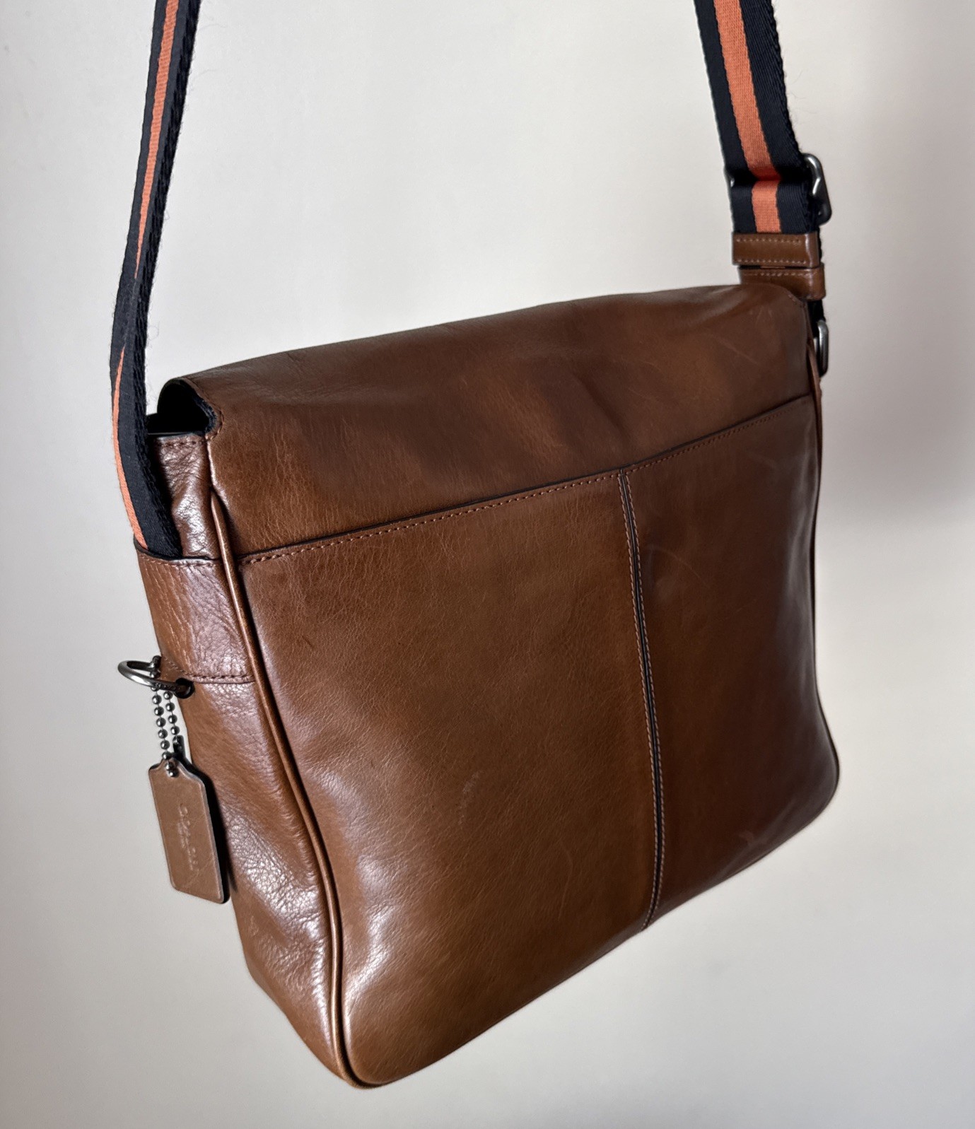 Coach Metropolitan Map Bag Tan Brown Sport Calf Leather Flap Messenger #72116