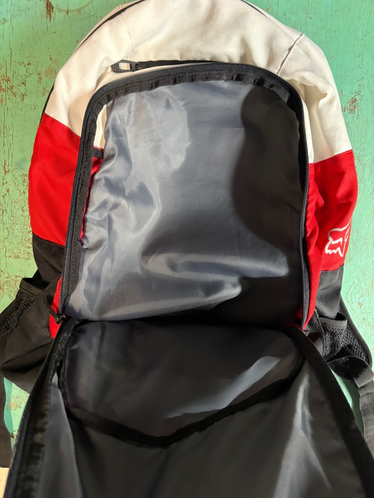 Y2K Fox Racing Backpack Black Red Moto Sport School Bag Heritage Forged EUC