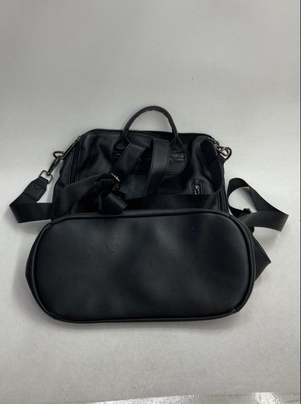 Cluci Black Vegan Leather Convertible Backpack Shoulder Bag Tassel Gunmetal
