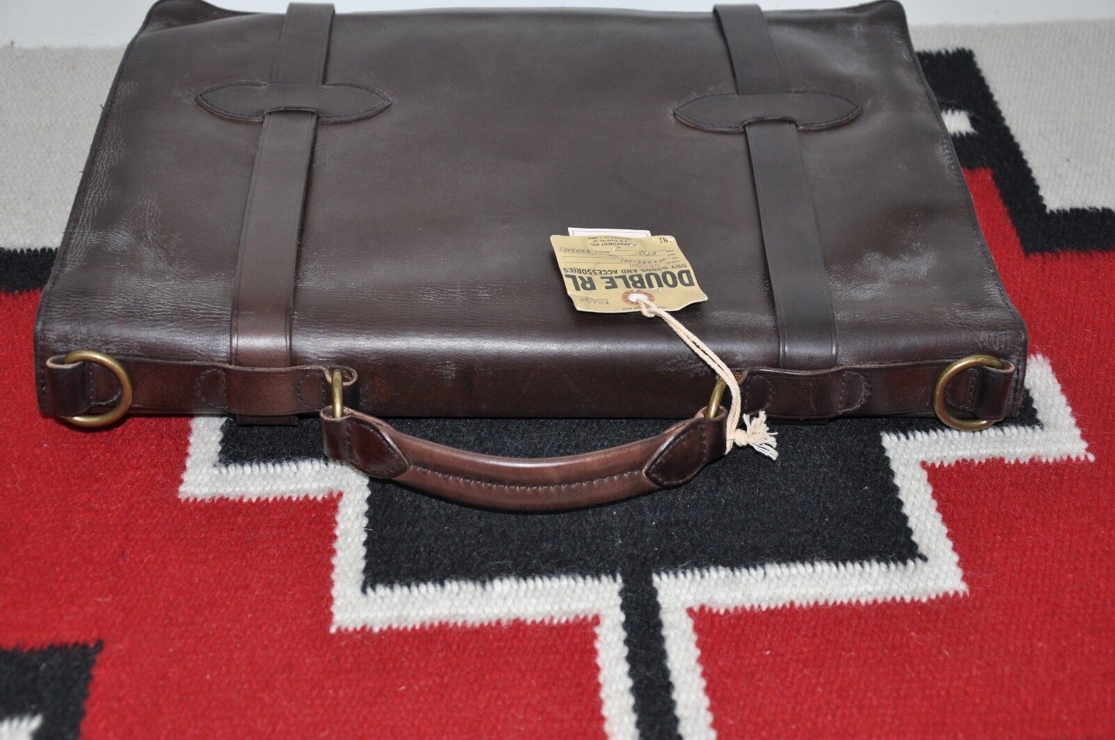 Ralph Lauren RRL Distressed Brown Leather Briefcase Messenger Bag
