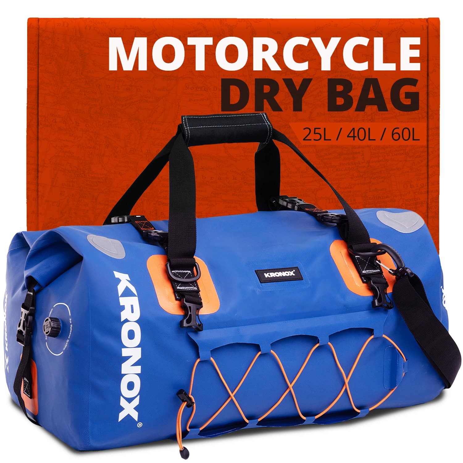 Motorcycle Duffel Bag Waterproof, 40L Blue – Durable Motorcycle Luggage & Sad…