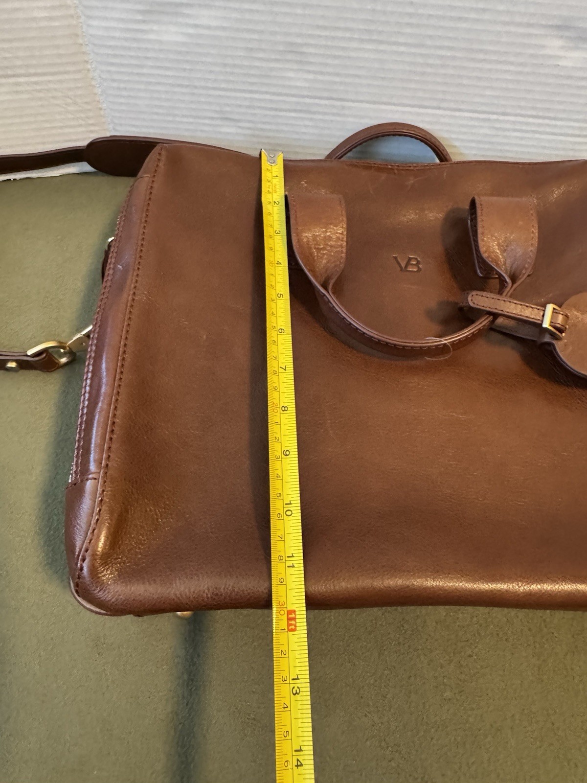 VON BAER Essential Modern Leather Briefcase Brown Italian Cuoio Superiore 16″