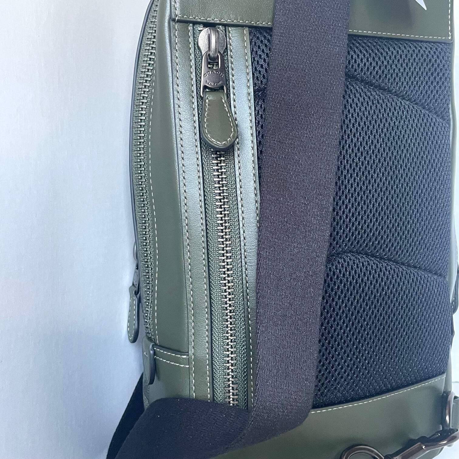 Coach Gotham Pack Sling CAF37 Camo Green Signature Leather Crossbody