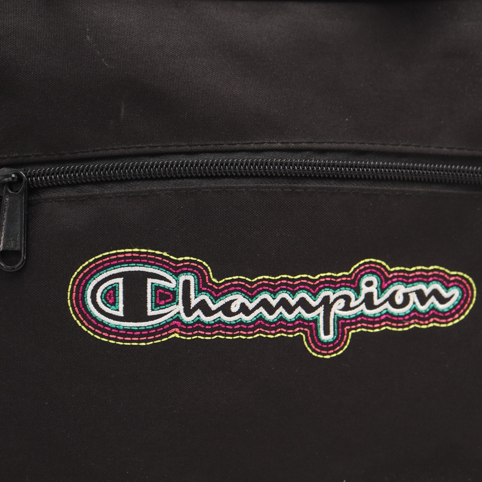 Champion Embroidered Multicolor Black Duffle Bag Medium Gym Travel Shoulder Pack