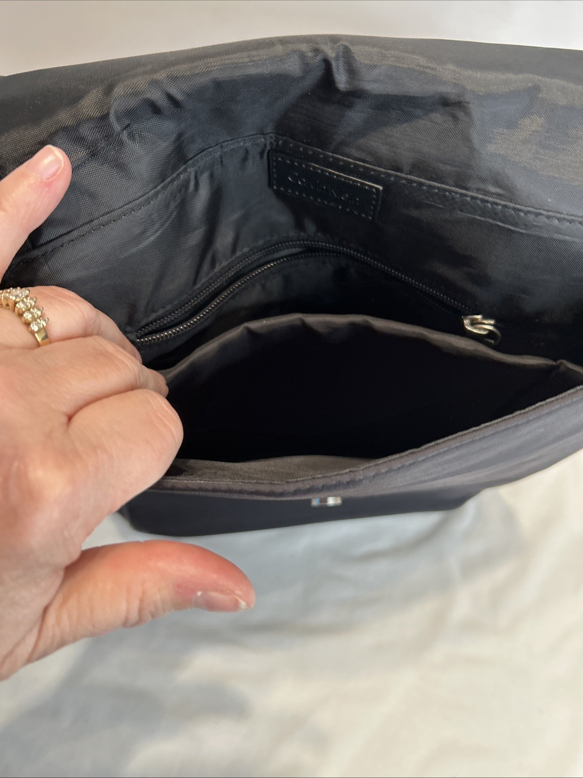 Calvin Klein Black Messenger Bag Adjustable Strap Inner Pockets Men