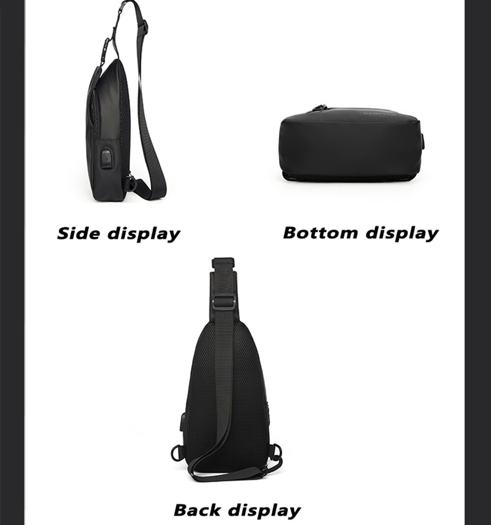 Men’s Crossbody Bag Large Capacity Zipper Front Pack Adjustable Sports Bag Gift