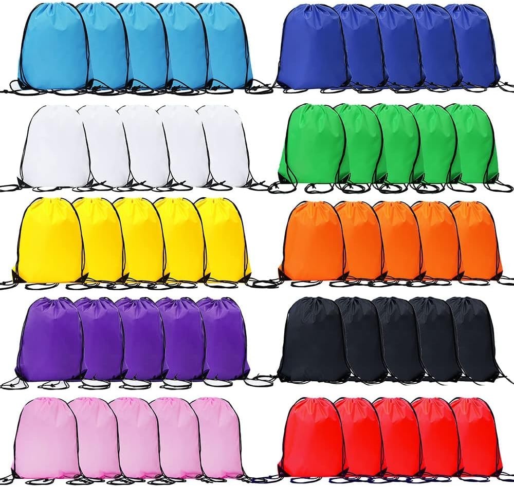 Drawstring Backpack Bulk, 50 Pcs Draw String Bags Cinch Bag Drawstring Gym Bag