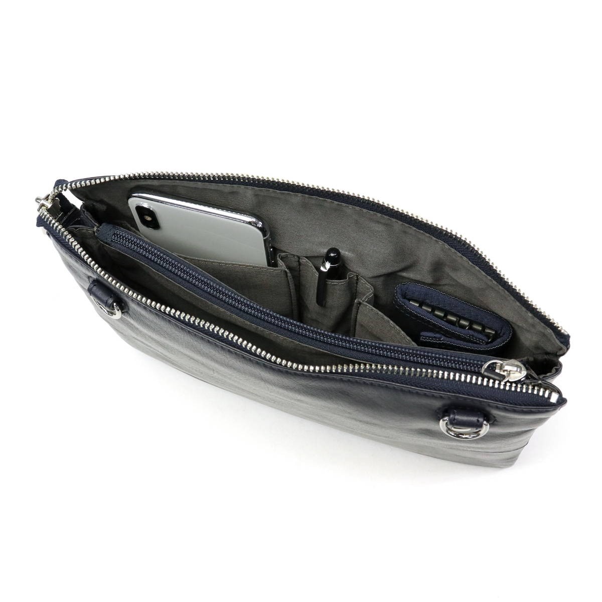 Ultima Tokyo Shoulder Bag Second Bag 2-Way Genuine Leather, Men’s Black or Navy