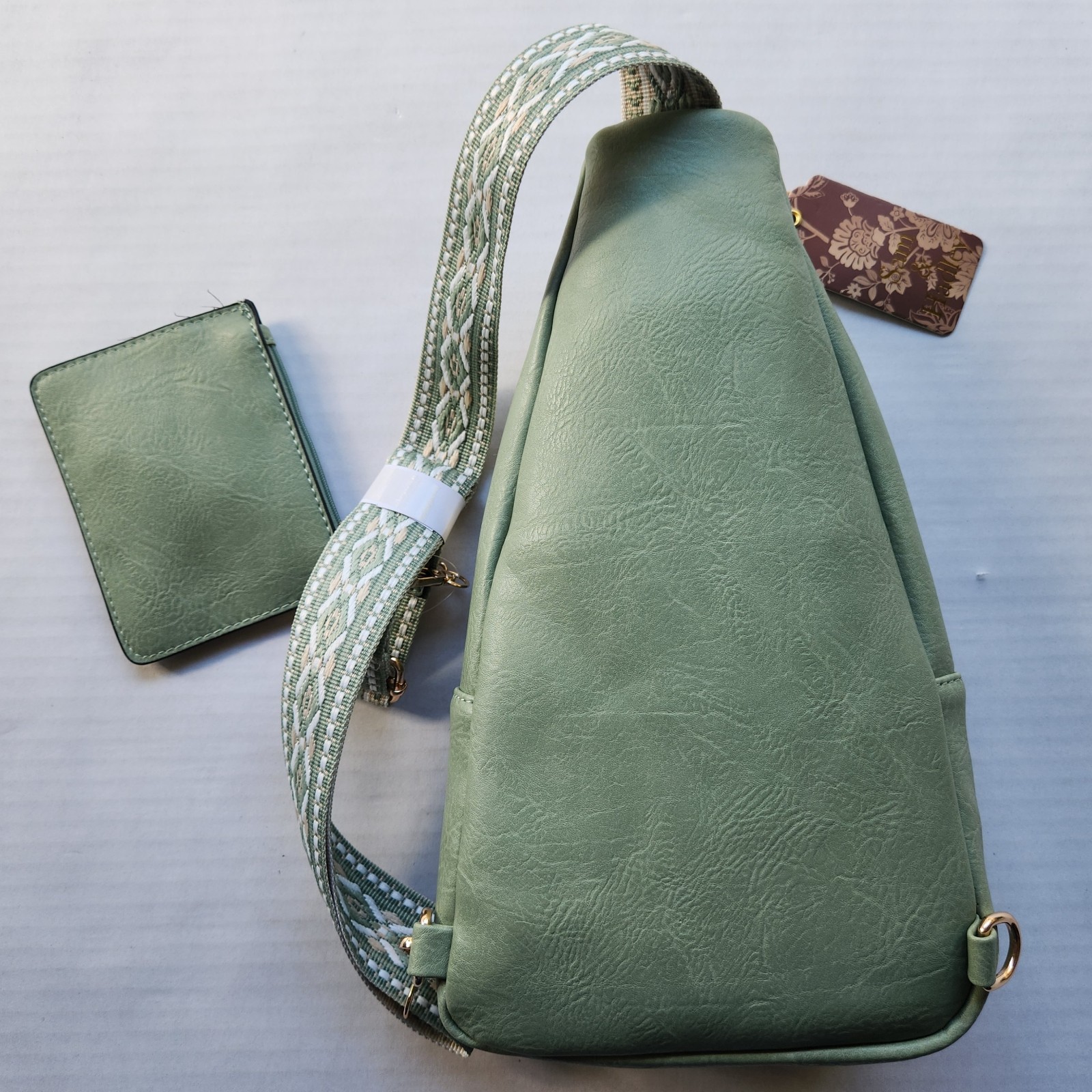 Sam & Hadley Western Light Olive Green Crossbody Sling Bag with Studded Accent