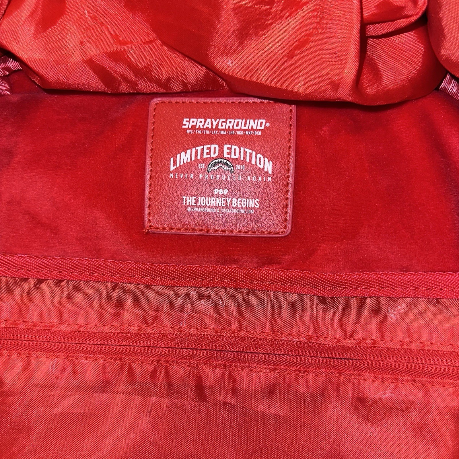 Sprayground Red Riviera DLXV Shark Backpack Red Quilted Leather Rare