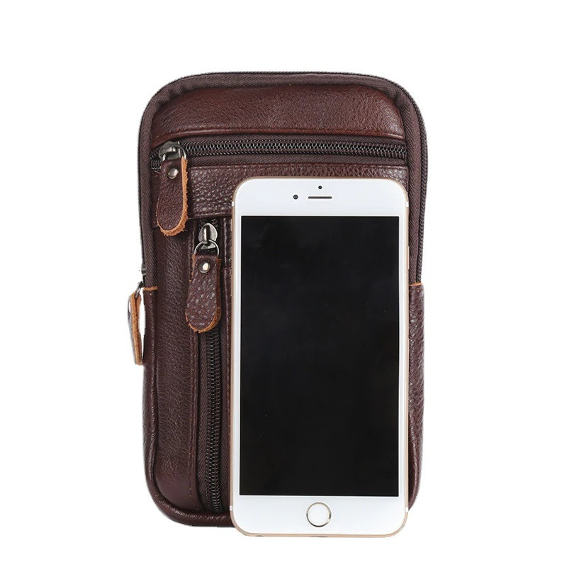 Men’s Genuine Leather Waist Pack Small Crossbody Bag Phone Pouch Belt Bag Compac