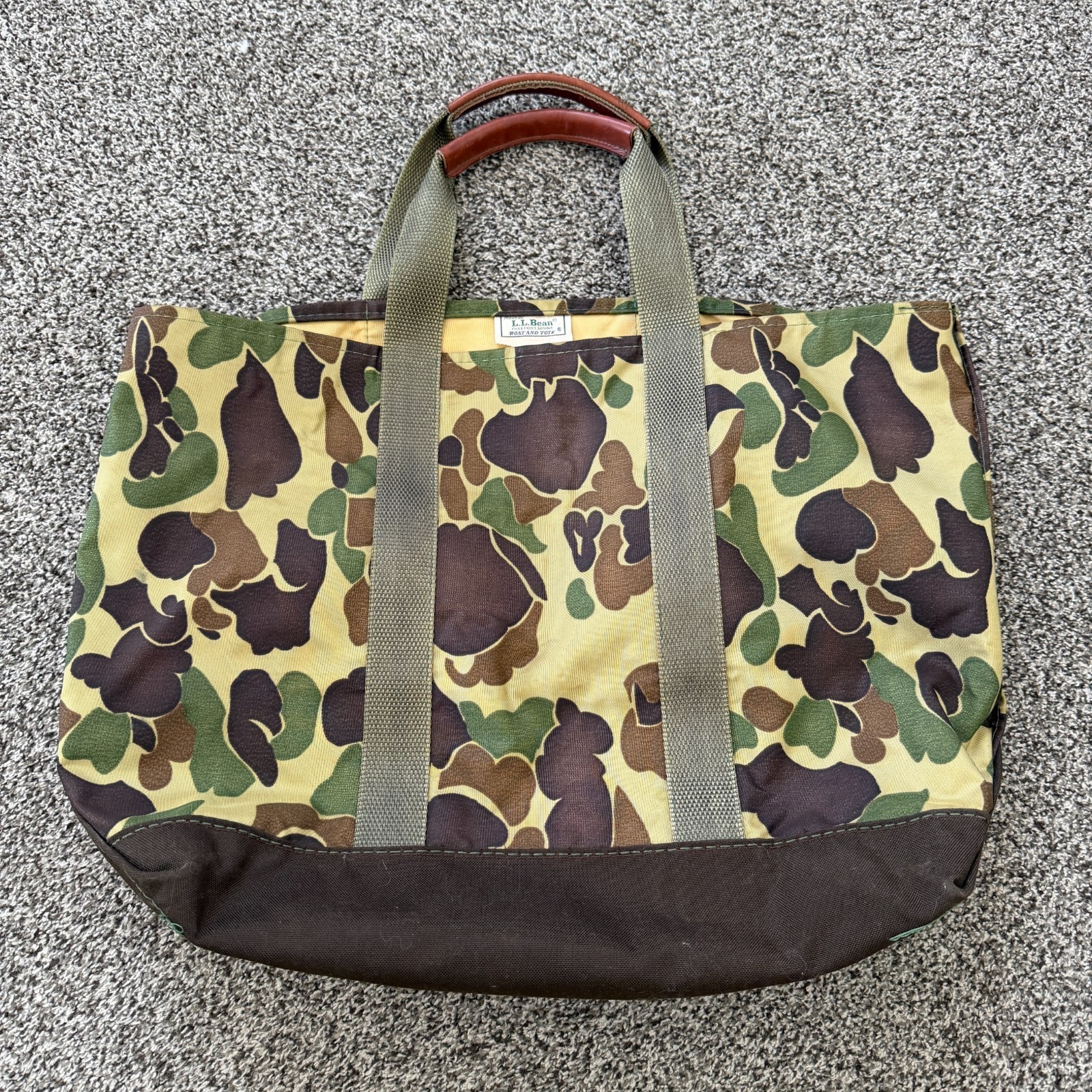 Vintage LL Bean Boat and Tote Bag Sawtooth Label Duck Camo USA 70s 80s RARE