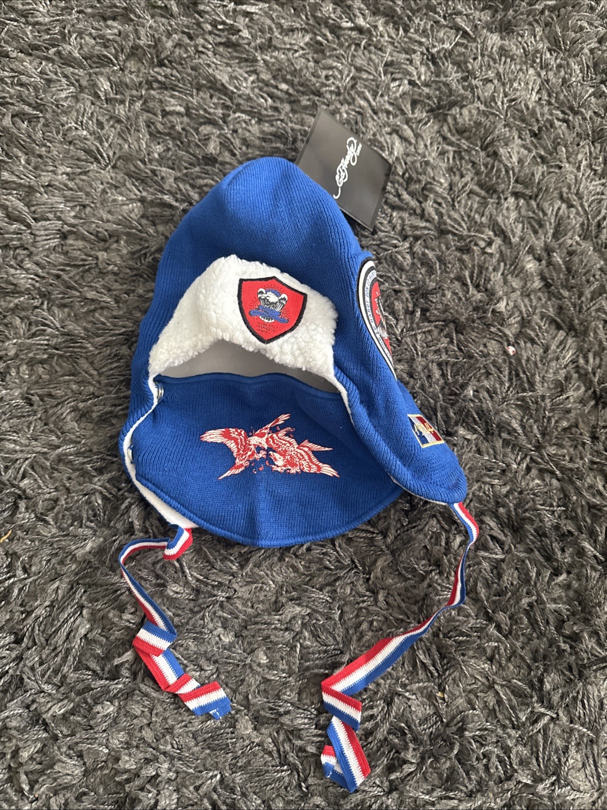 New with Tags Ed Hardy USA Ski Hat Cap & Removable Face Mask Beanie Skullies