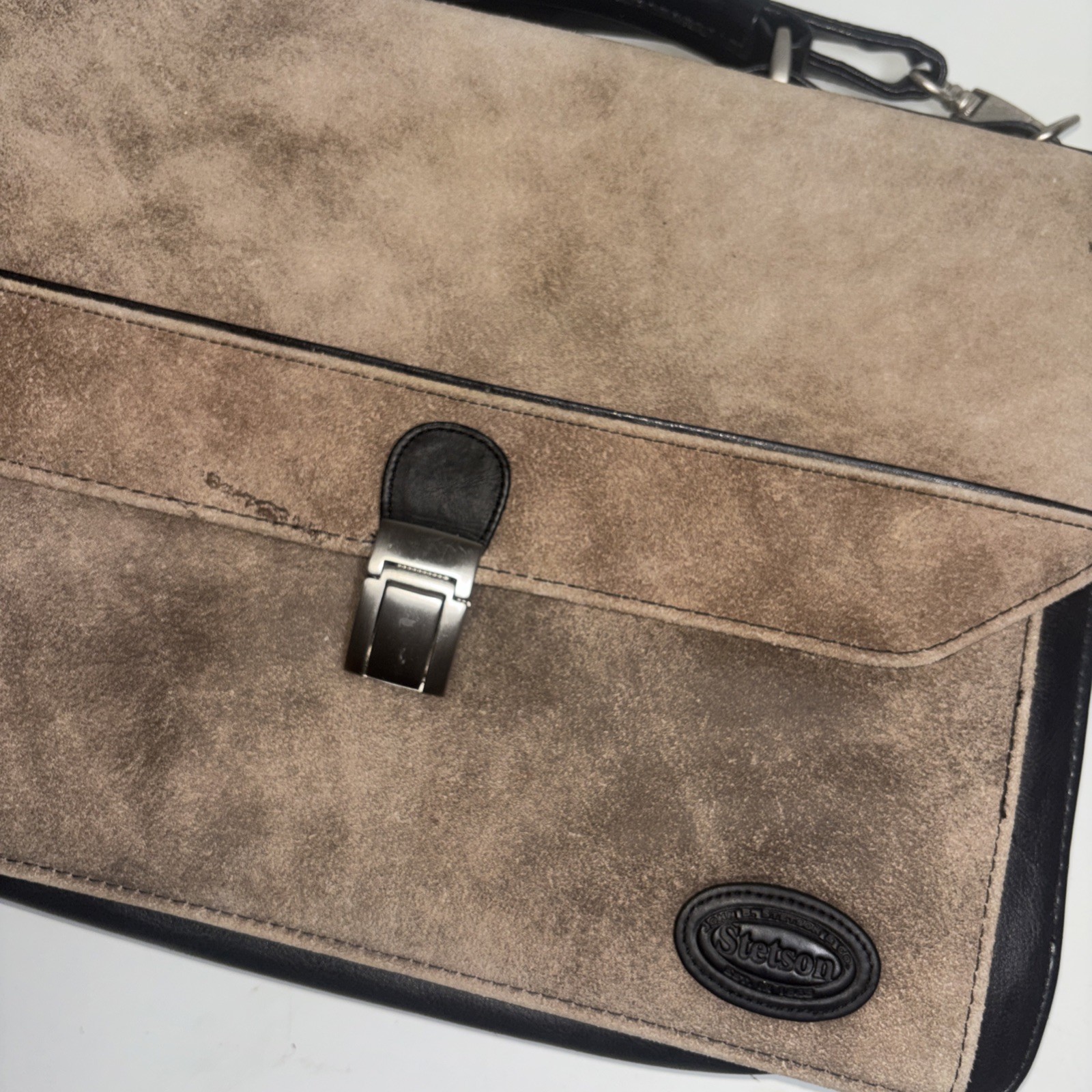 Vintage Stetson Leather Briefcase Messenger MANbag 15×12 Inch Distressed Rugged