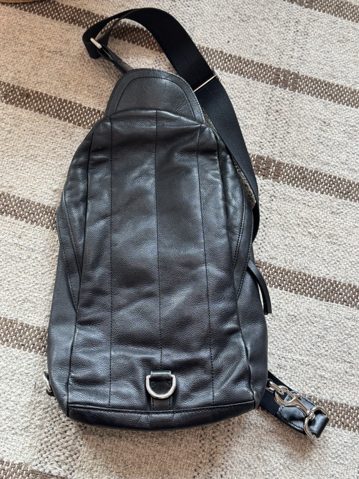 Coach Thompson Convertible Sling Bag Pack Black Smooth Calf Leather Men’s