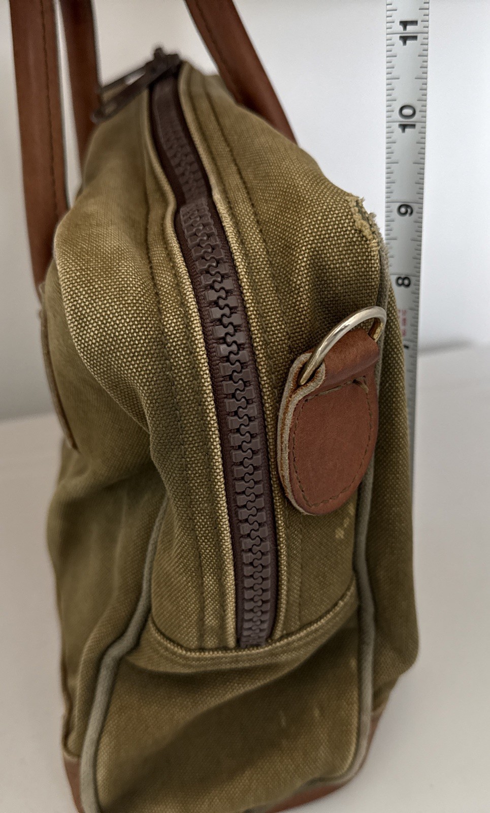 Duluth Pack MINN Green Canvas Leather Briefcase USA Travel Bag VTG Well Used