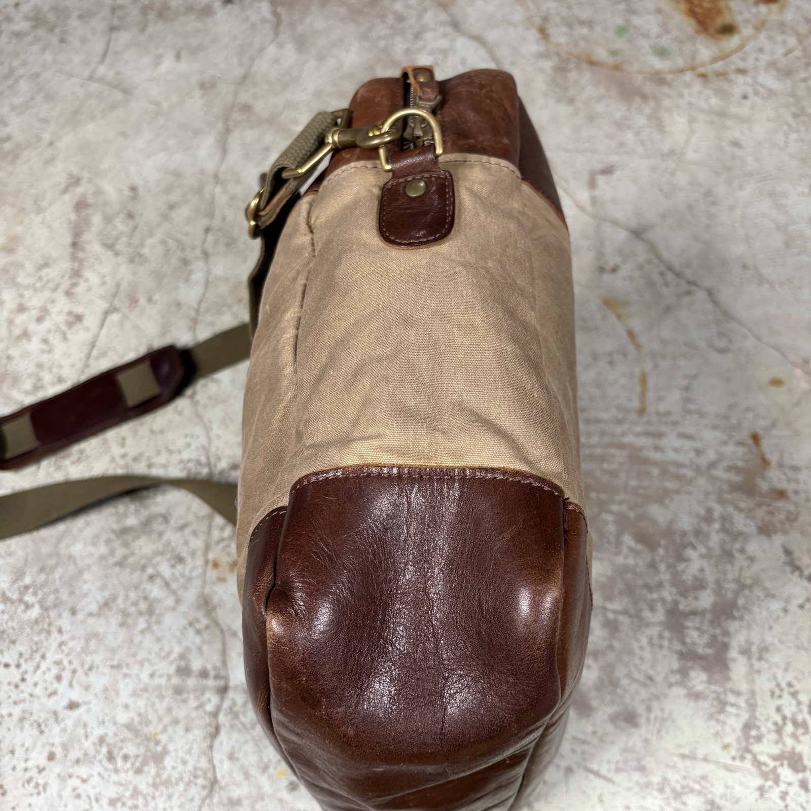 BILLYKIRK x J. Crew Style No. 237FTN Leather And Canvas Laptop Bag Green/Brown