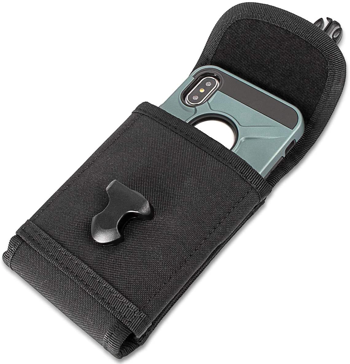 Tactical MOLLE Phone Pouch Compact Waist Clip-On Holster Smartphone Case Black
