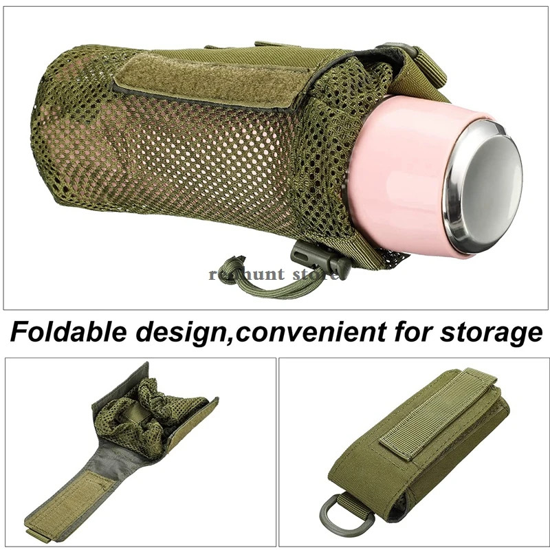 Tactical Molle Water Bottle Holder Outdoor Cycling Hiking Mesh Storage Bag