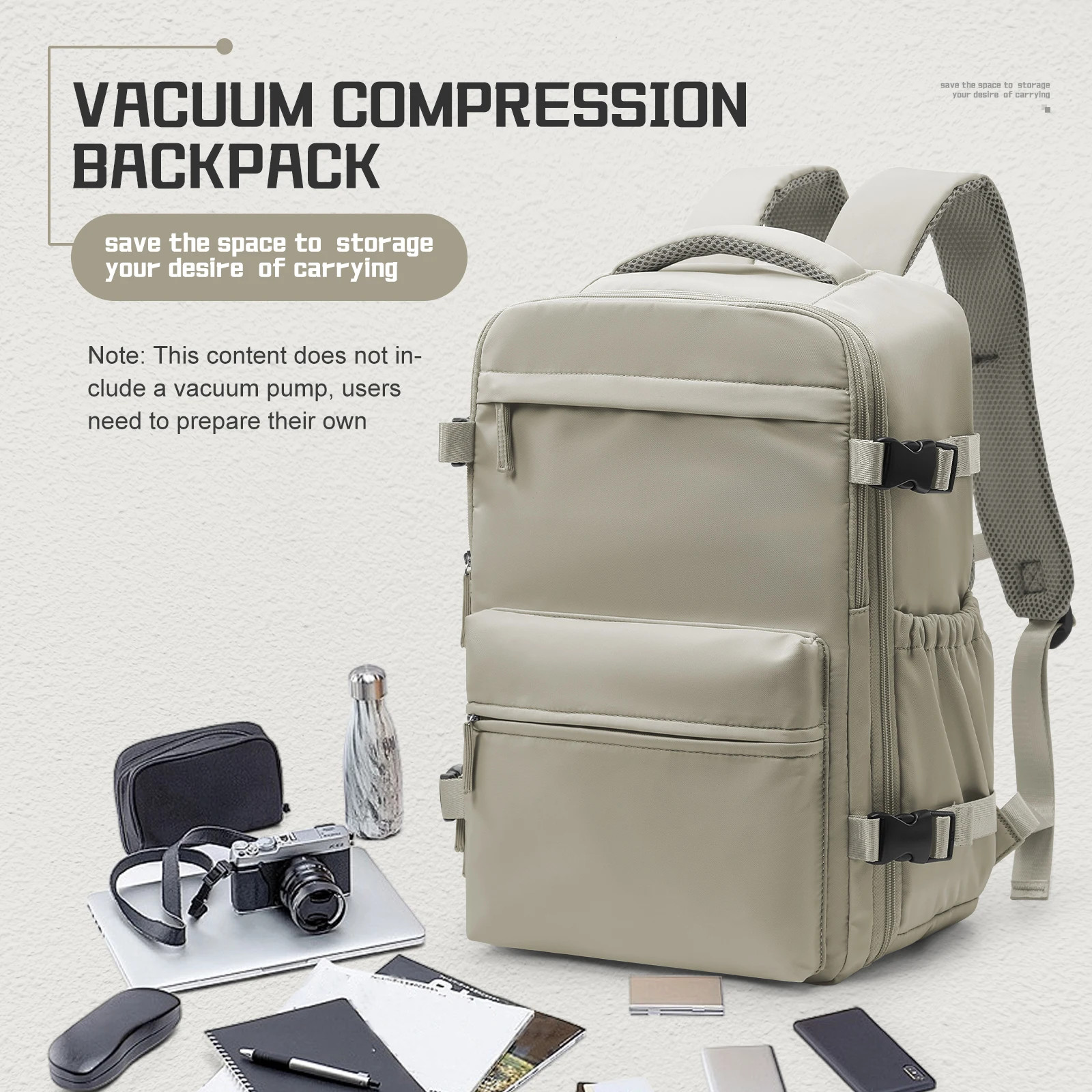 Carry On Travel Backpack Vacuum Compression Cabin Bag Laptop Backpack Unisex