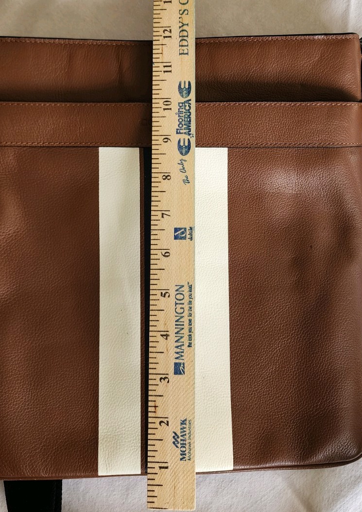 Coach Striped Messenger Bag Brown Black White Adjustable Strap