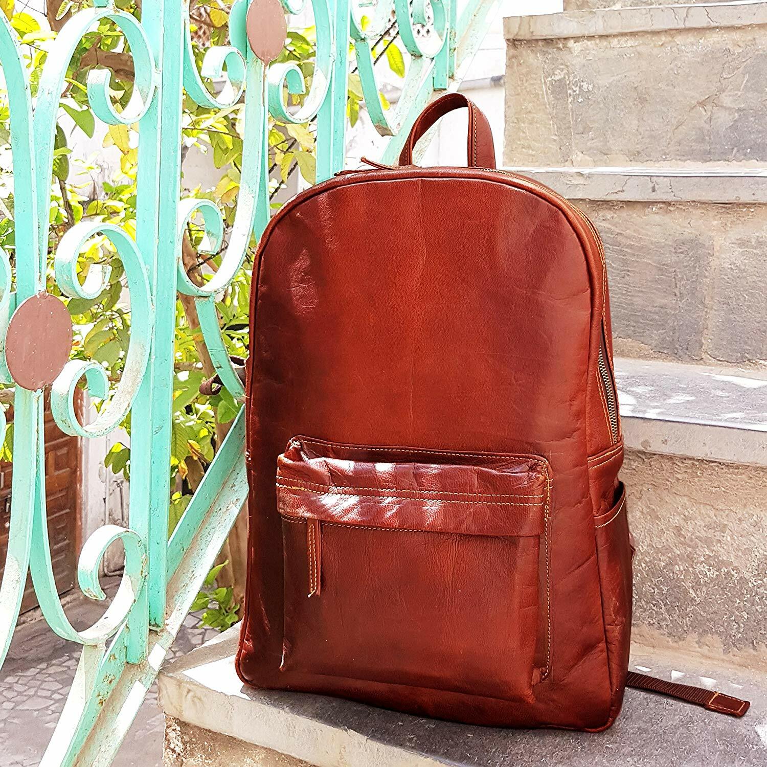 Handmade Vintage Real Leather Backpack Rucksack Casual Travel Laptop Bag Unisex