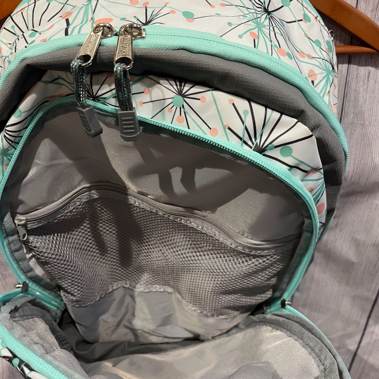 Eastsport Backpack Gray Teal Floral School Travel Laptop Book Bag Multi Pocket