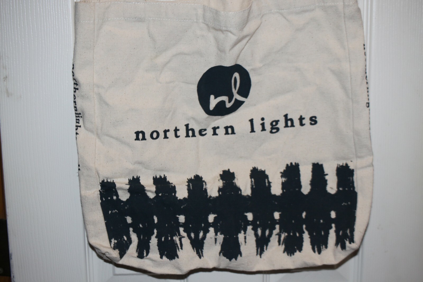 NEW NORTHERN LIGHTS TOTE CANVAS BAG WITH BLACK LETTERING 13.75″ LONG