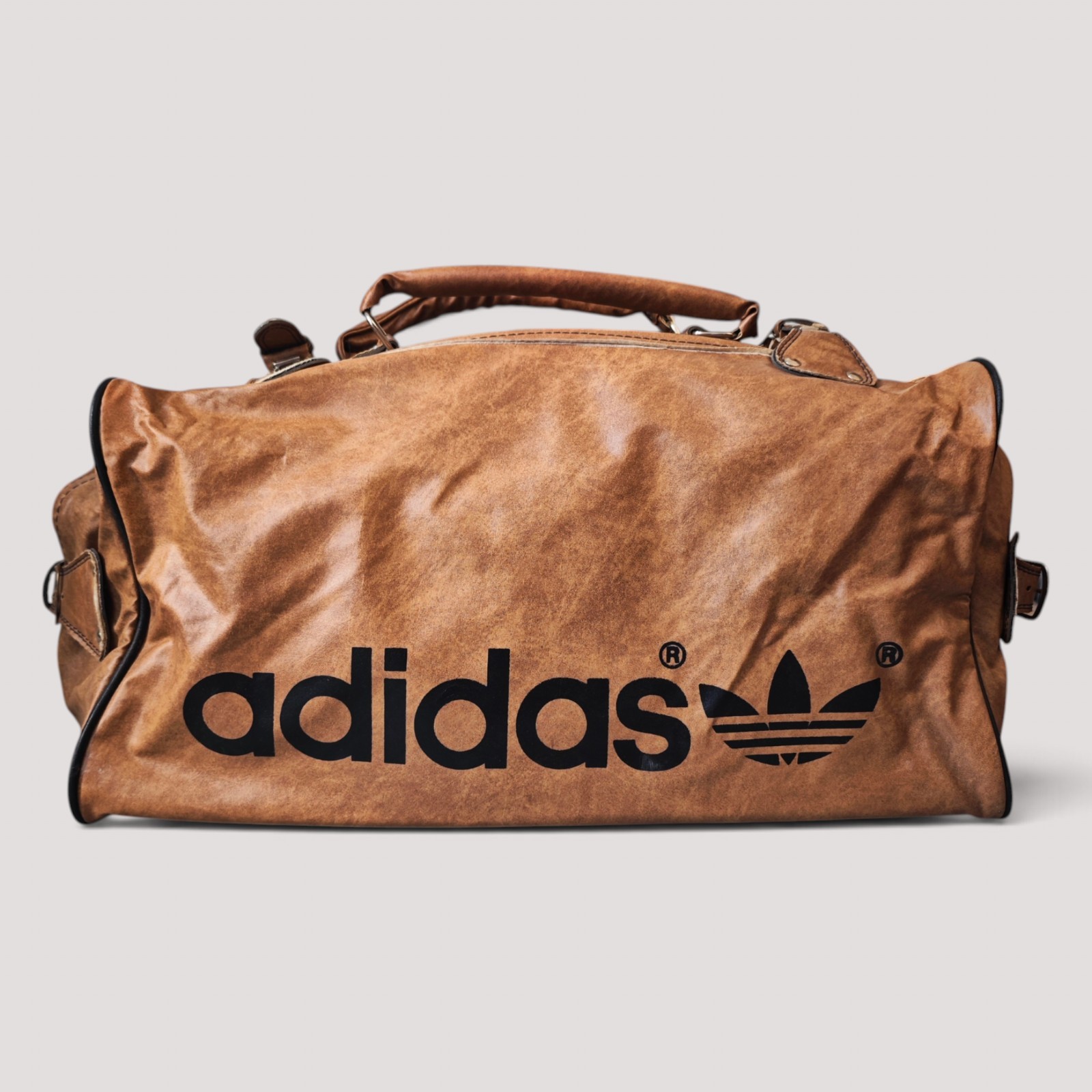 Adidas Art 4190 Vintage Gym Duffle Bag 70s 80s Brown Tote Made Yugoslavia