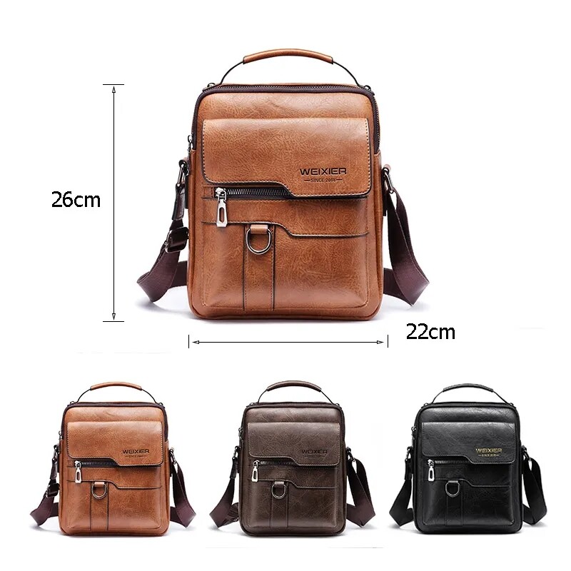 WEIXIER Men Crossbody Bag Shoulder Bag PU Leather Messenger Bag Handbag
