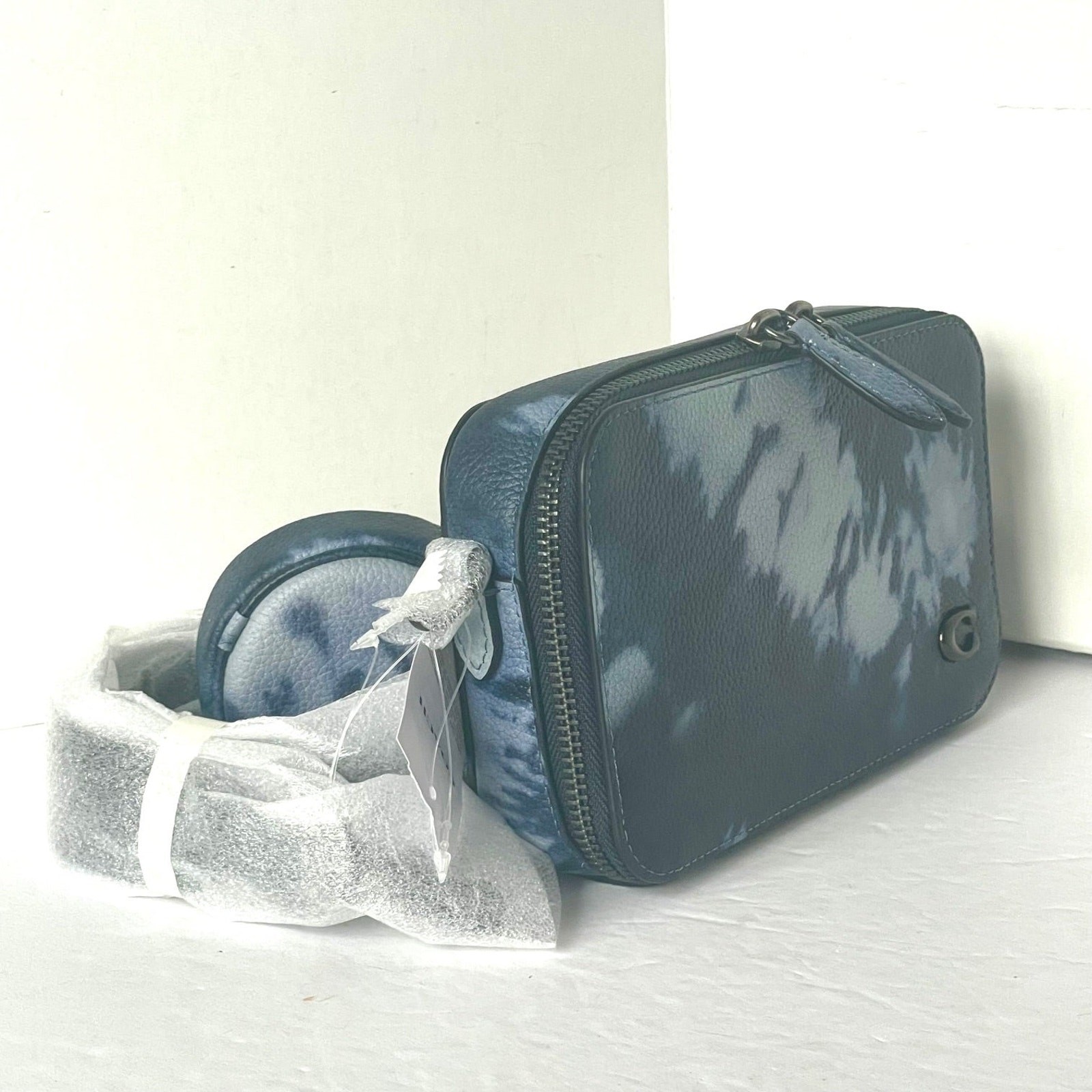 Coach Charter Slim Crossbody CU208 Blue Tie Dye Leather Sling Bag