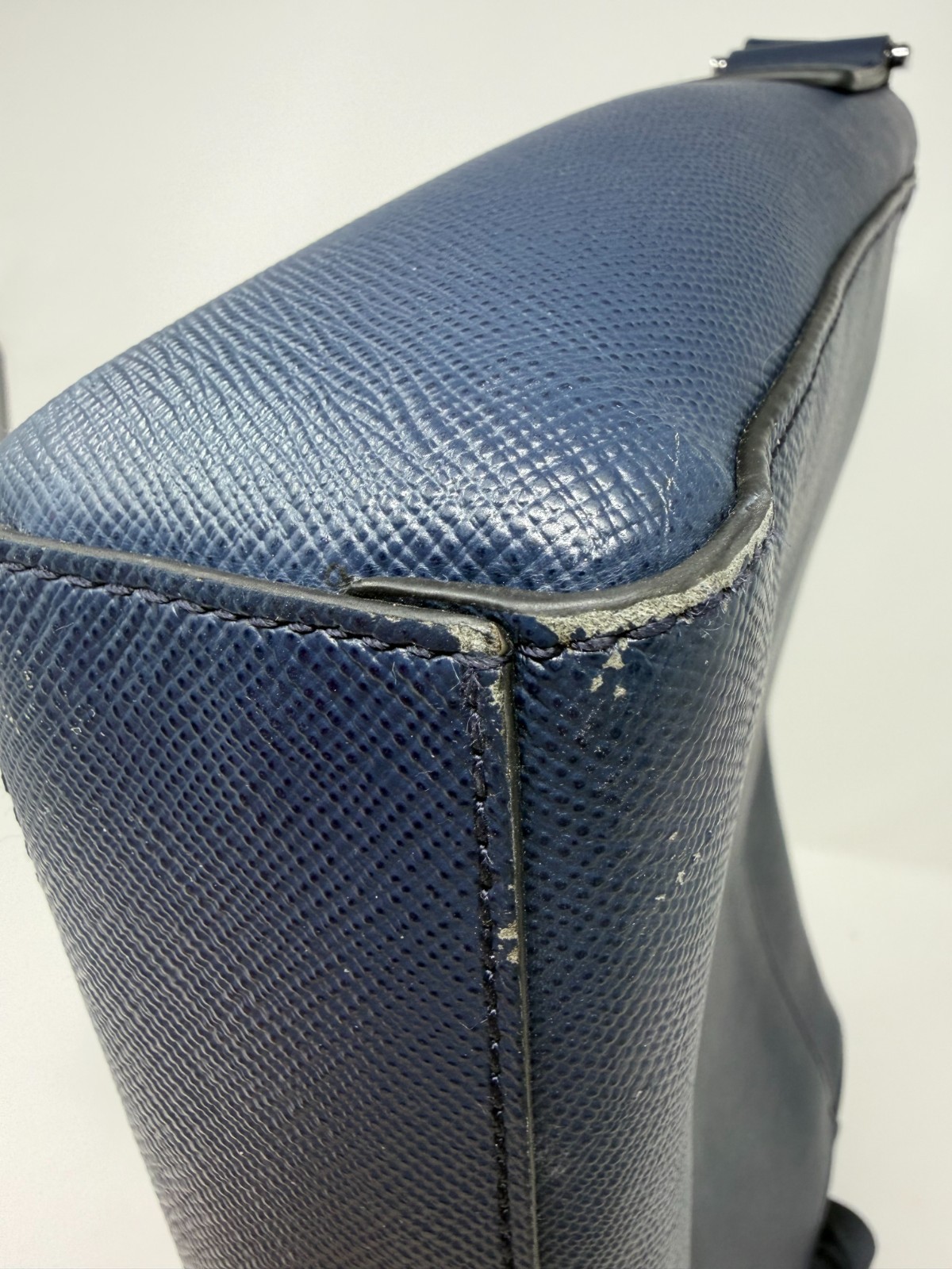 Michael Kors Cooper Dark Blue Pebbled Leather Messenger Bag