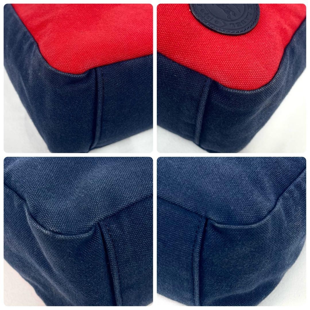 Authentic Burberry Black Label Canvas Tote Bag 37cm Night Red Logo Embossed Leat