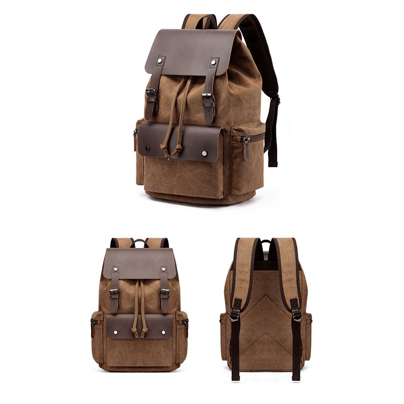 Canvas Backpack Satchel Travel Rucksack Hiking Camping Vintage School Travel Bag