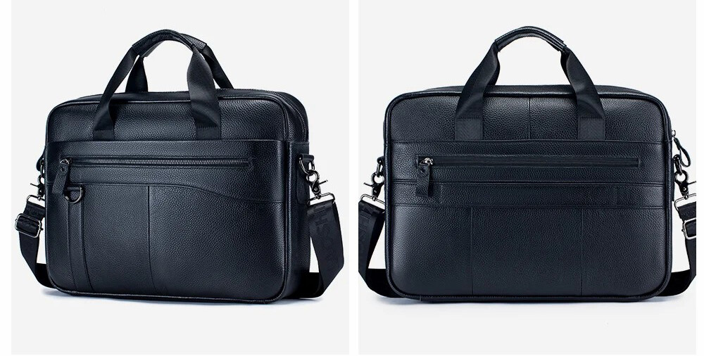 Men’s genuine leather 14 inch notebook bag, men’s office and business handbag