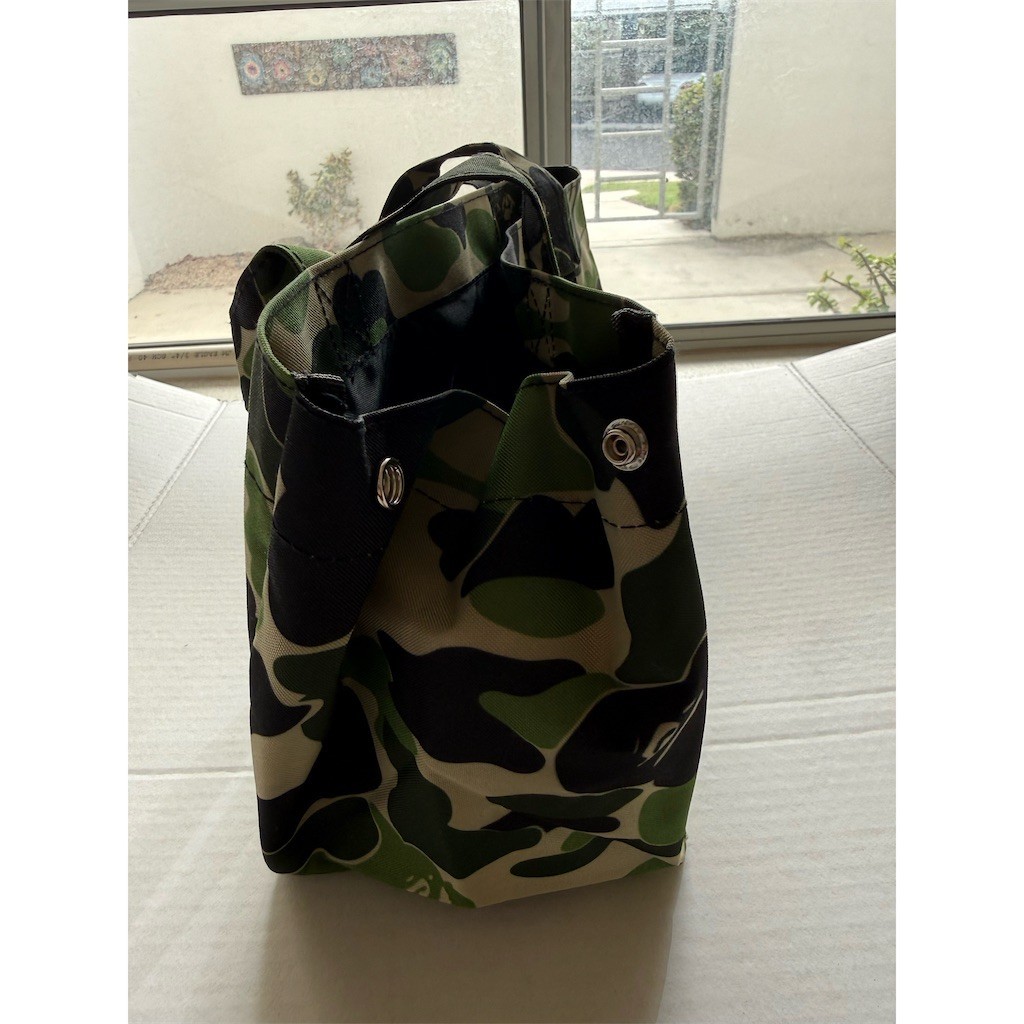 A Bathing Ape BAPE Mini Tote Bag Womens Green Camo Ape Head Logo 12x8x6
