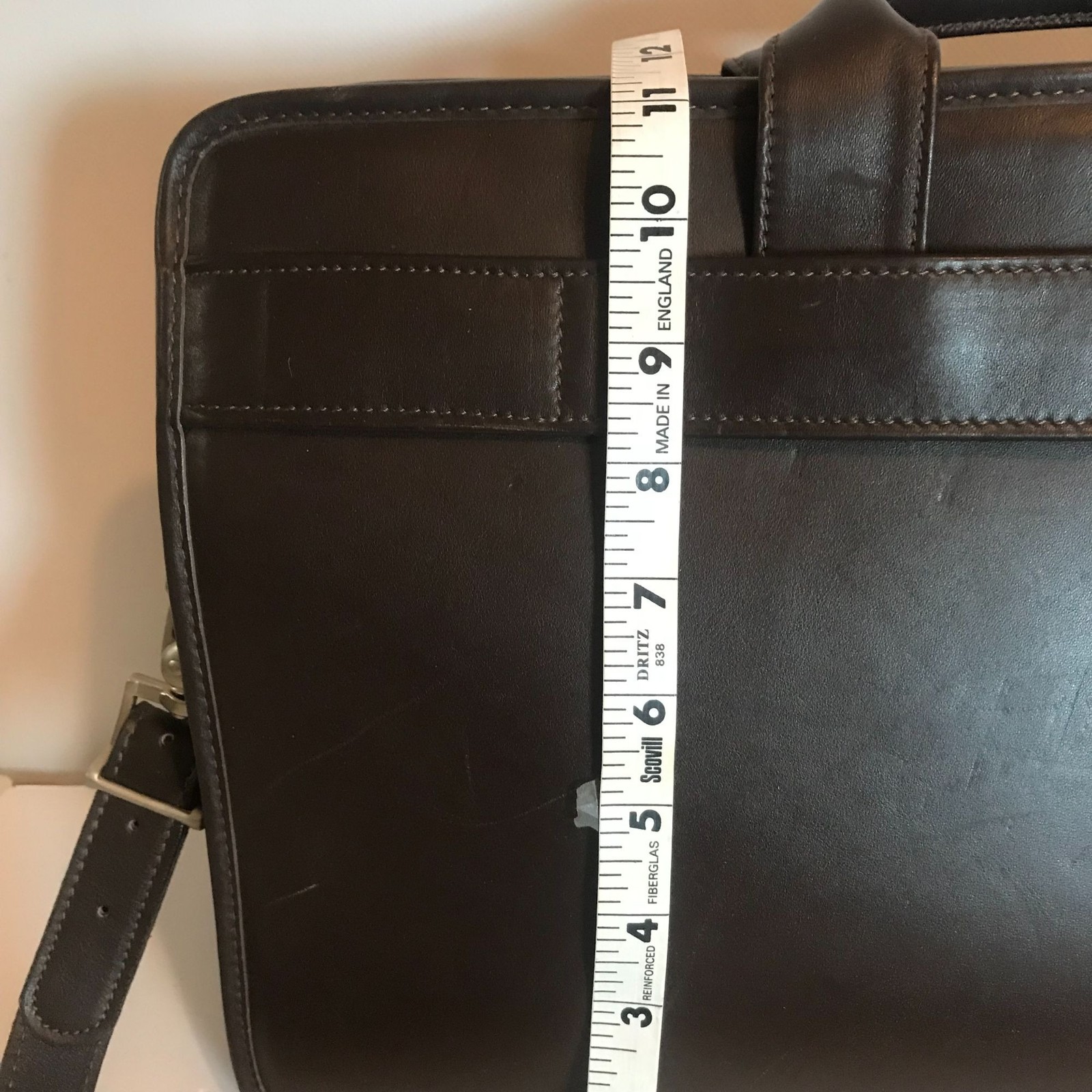 JACK GEORGES Executive Brown Leather Briefcase Messenger Bag Zip Top 16″ USA