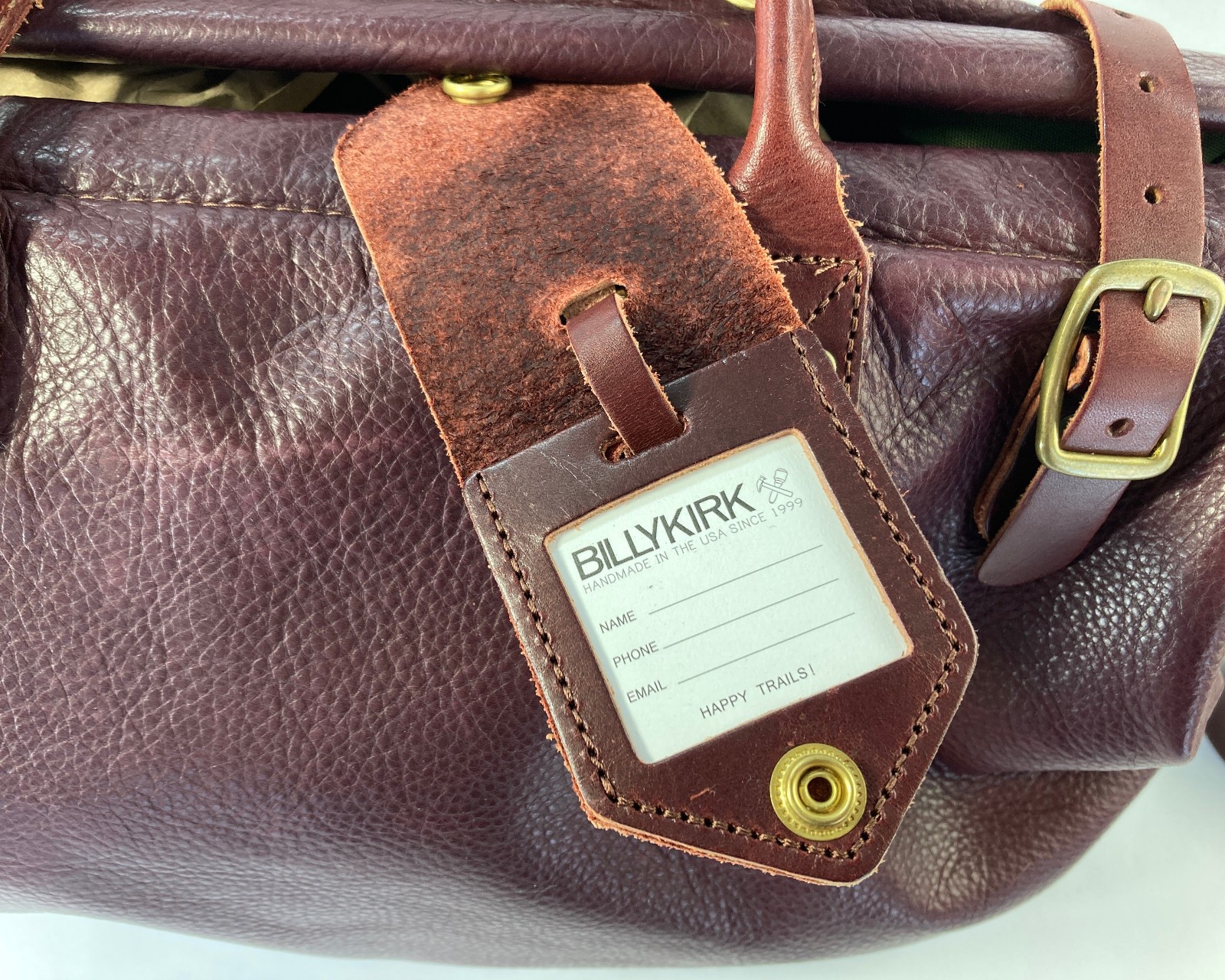 Billykirk No 165 Medium burgundy leather carryall weekender overnight duffle bag