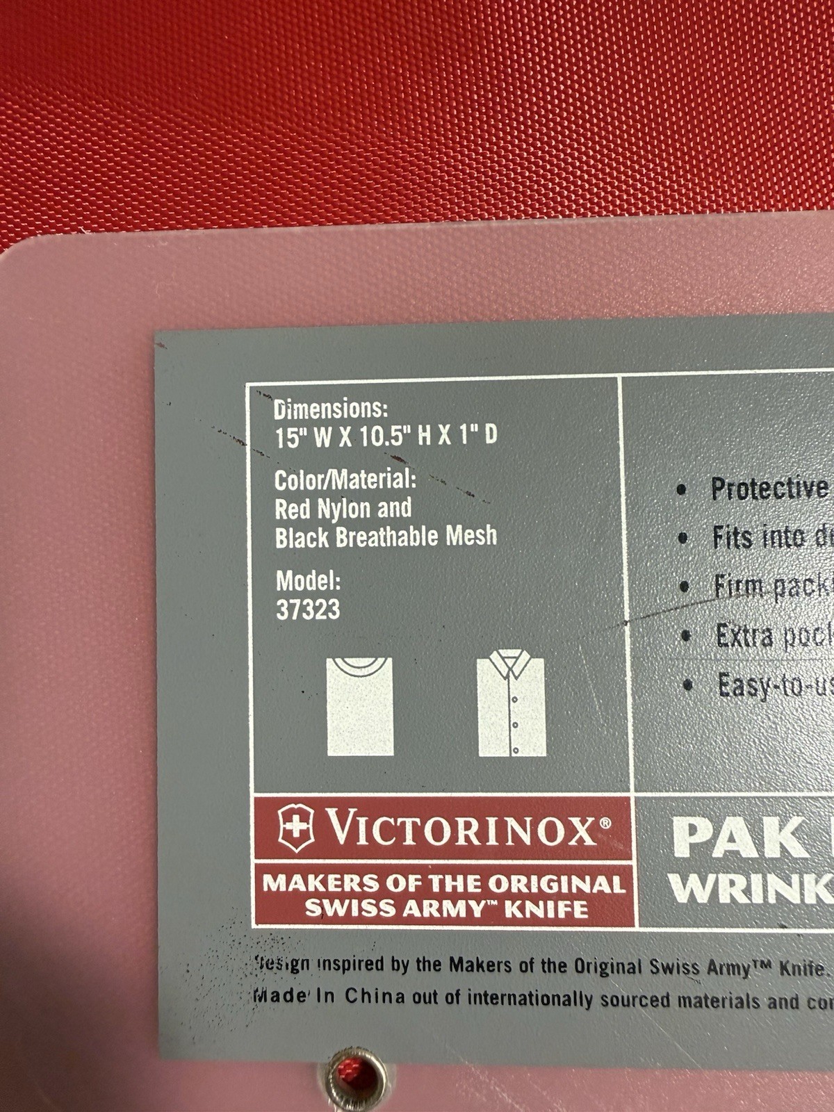 Victorinox Pak Master Packing System Travel- Medium Packing Sleeve – Red (NEW)